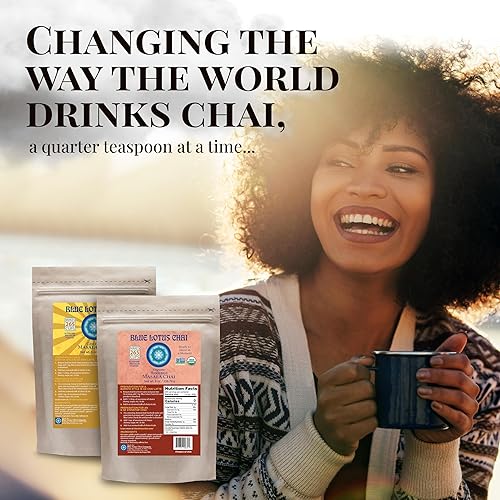 Miniatura 30 de Blue Lotus Chai - Masala Chai de anís estrellado - Hace 530 tazas - Bolsa a granel de 1 libra Masala Chai en polvo con especias orgánicas - Té indio