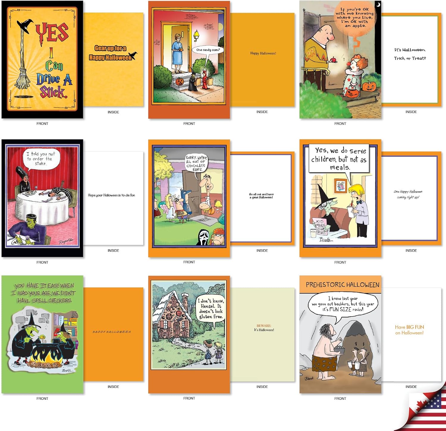 NobleWorks 36 Assorted Box Set Hysterical Halloween Greeting Cards w/5 x 7 Inch Envelopes (36 Designs, 1 Each) Joke O'Lanterns AC10134HWG-B1x36