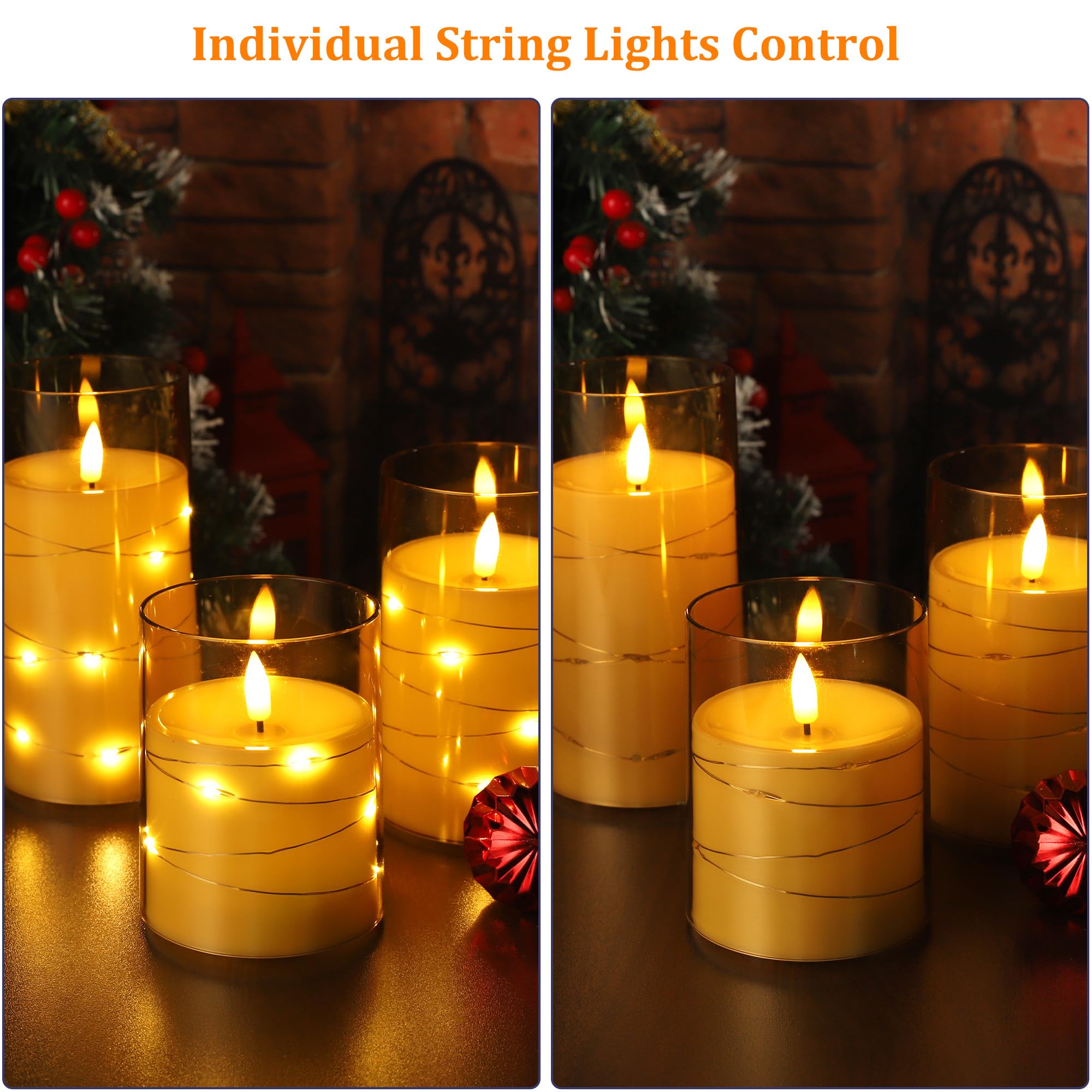 EXTSUD 3 pezzi Candele a LED, Candele ricaricabili con telecomando Candele a LED senza fiamma candele elettriche per la decorazione della casa Natale festa di compleanno