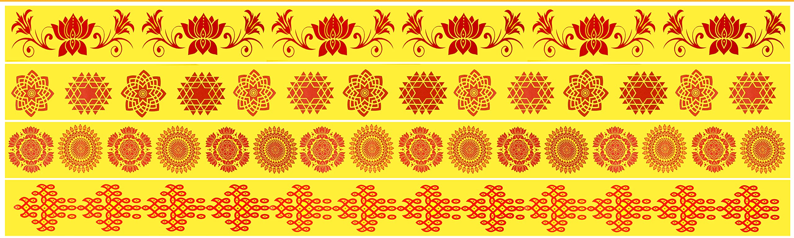 Rangoli Sticker, Kolam Self-Adhesive Sticker For : Wall, Tiles, Glass, Floor, Steel Stickers (Yellow) , (Modal : Yp4, Size : 2X30 Inches Pack Of 4Pcs) (B0BF51LGM5) Amazon Price History, Amazon Price Tracker