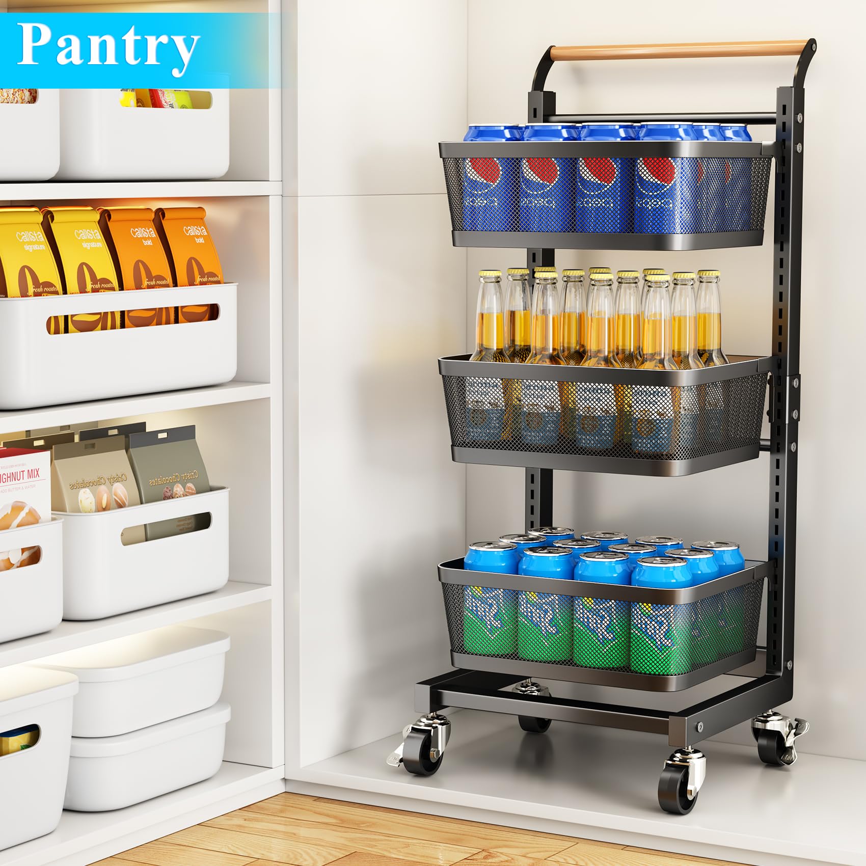 SNTD Fruit Basket, Large Wire Basket Utility Cart