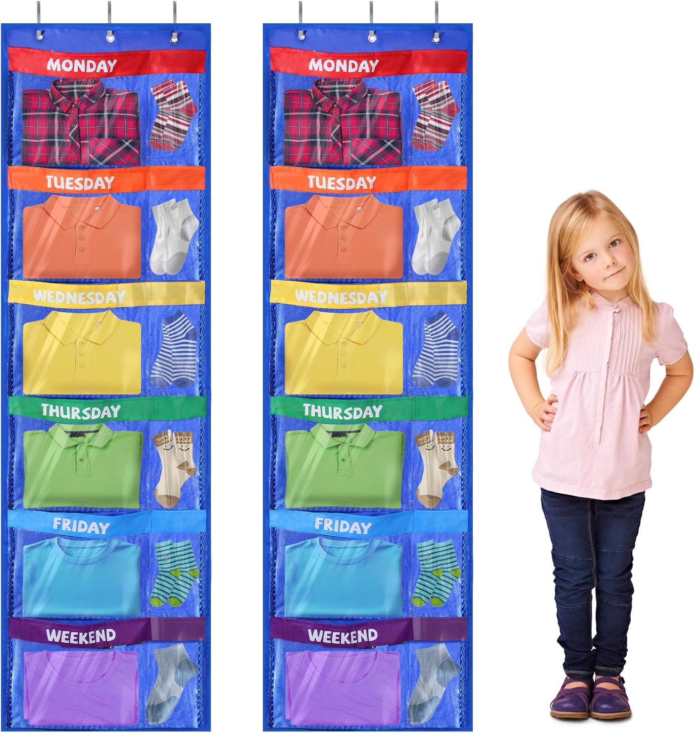Large kids clothes organizer with 12 pockets for daily use