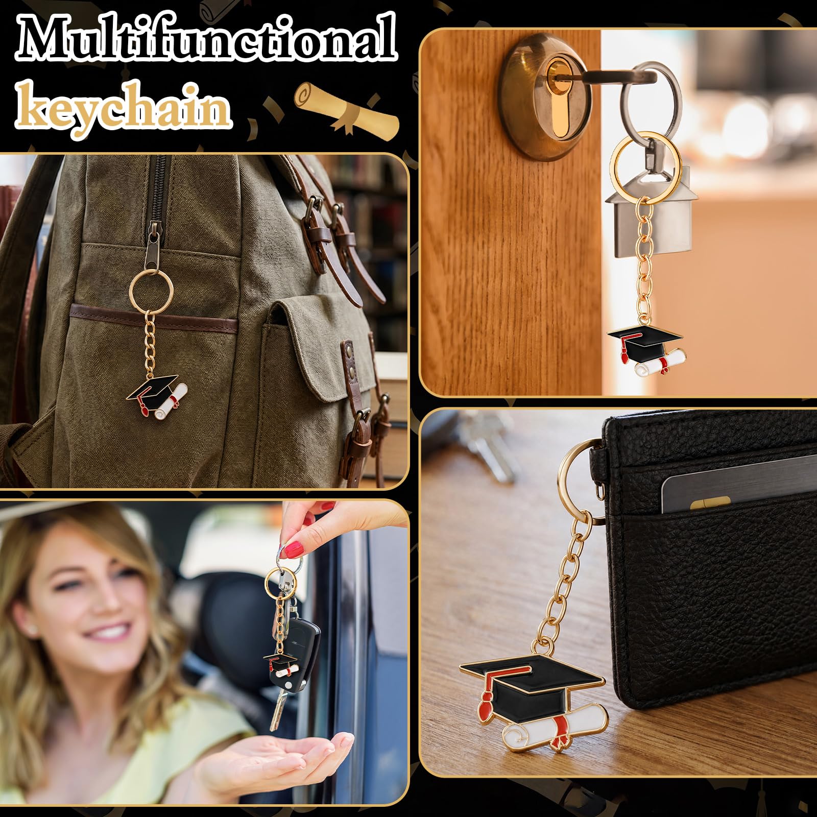 Jetec Llavero de Birrete de Graduación Llavero para Recuerdos de Fiesta de Graduación con Colgante de Birrete y Diploma Ideas Regalo para Bolsos de Fiestas Hombre Mujer Decoración