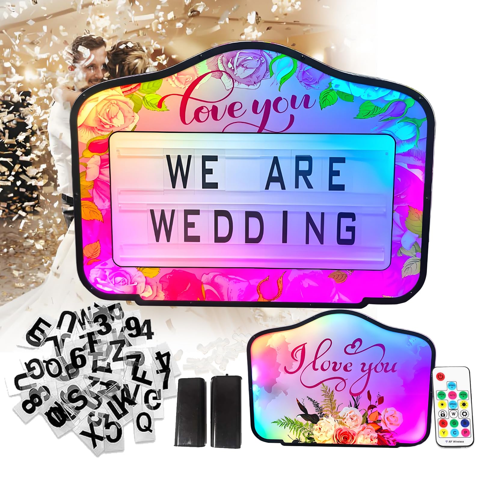 Bottle Service Sign for Wedding, Bottle Lights for Liquor Bottles, Cinema Light Box with 4 Sets Letters & 1 Numbers Kit, Hand Holding Light Box Sign for Wedding Party