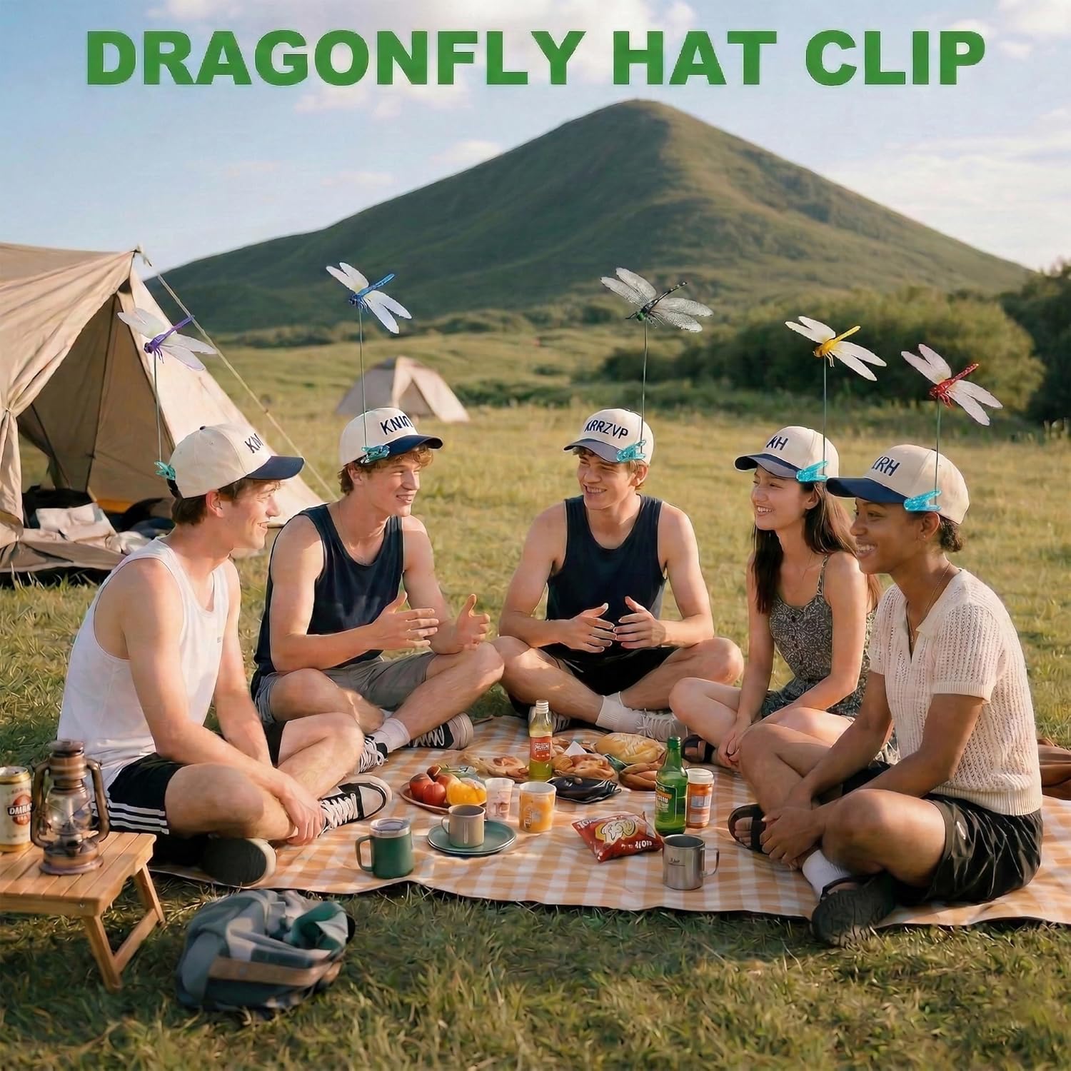Jongdari Dragonfly Hat Clip Realistic Fake Dragonflies Clip-On Garden Outdoor Decor Stakes Plastic Dragon Fly Clips Plant Decorations for Pot (6 Colors, 24pcs)
