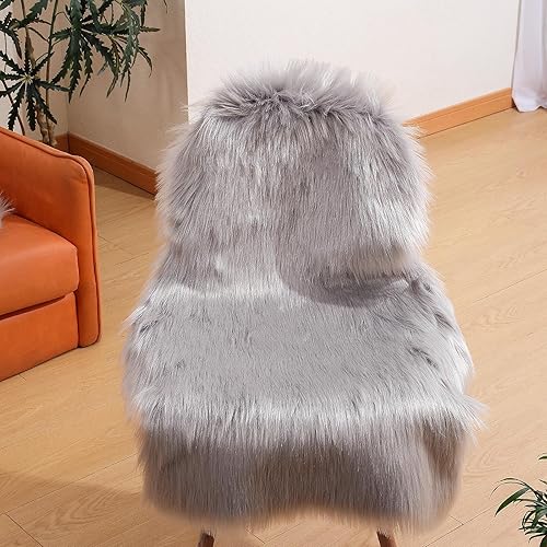 Miniatura 53 de Alfombra de piel sintética de piel de oveja, esponjosa, esponjosa, color negro, de 3 x 4 pies, para dormitorio, mesita de noche, suelo, sala