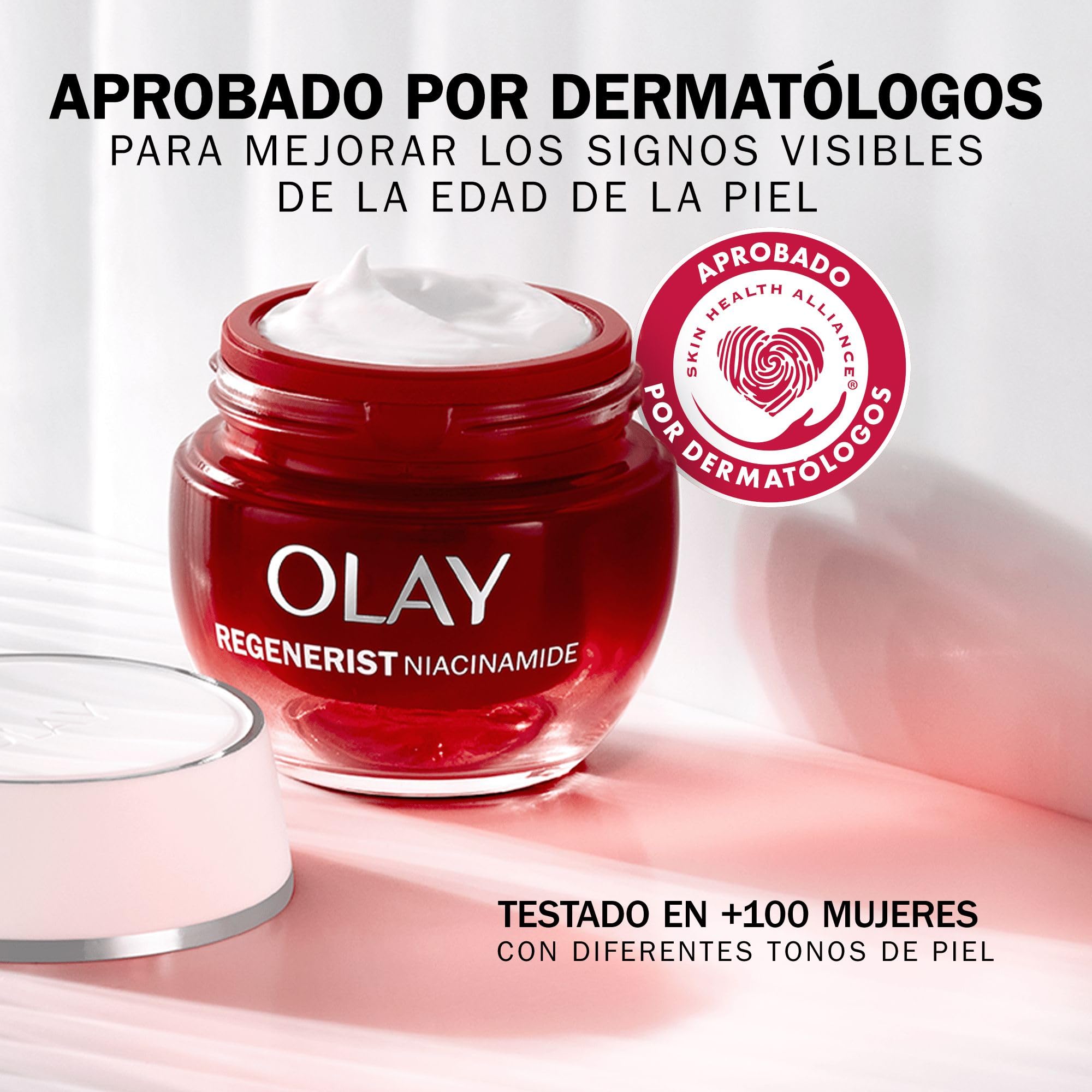 Olay Crema Facial de Día con Niacinamida. Hidratante Antiarrugas y Antiedad con Vitamina E, Niacinamida Antiedad y Glicerina. Regenera e Hidrata. Mejora los Signos del Envejecimiento. No Grasa. 50ml
