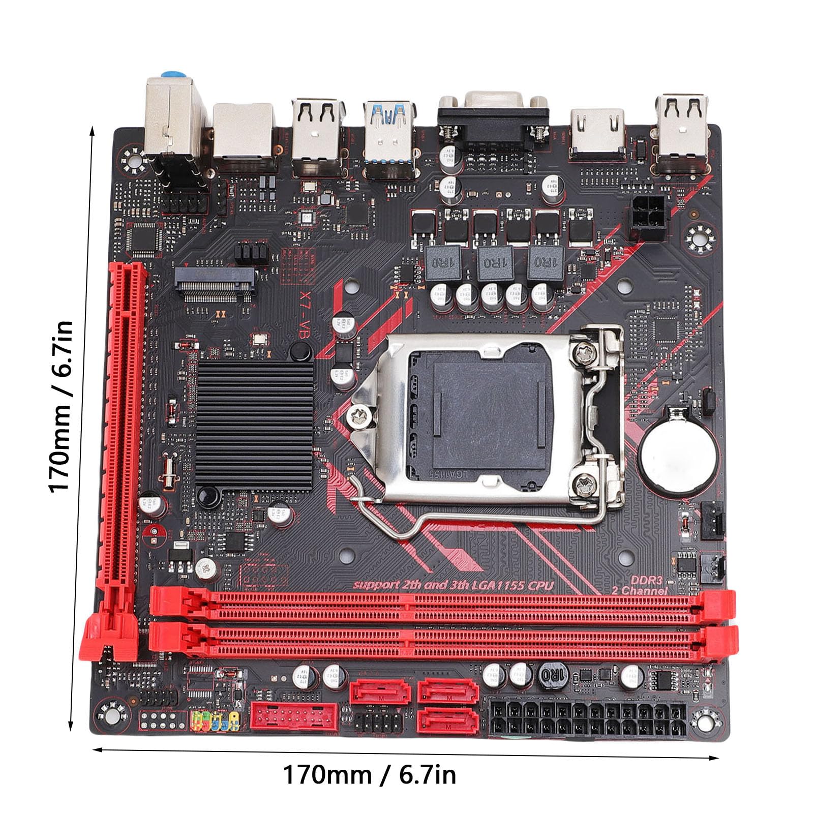 VBESTLIFE B75 Mining Mothoard, LGA1155 ITX Płyta Główna 2xDDR3 3xSerial ATA 2.0 Obsługuje 1080p Wideo M.2 NVME, dla Core I3 I5 I7 E3 Pentium Proces