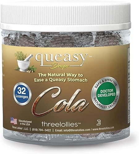 Miniatura 20 de Queasy Drops - Paquete de 3: 21 gotas cada una, sin drogas y sin gluten, cinco sabores: té verde con limón, jengibre, frambuesa, plátano y cola, 21