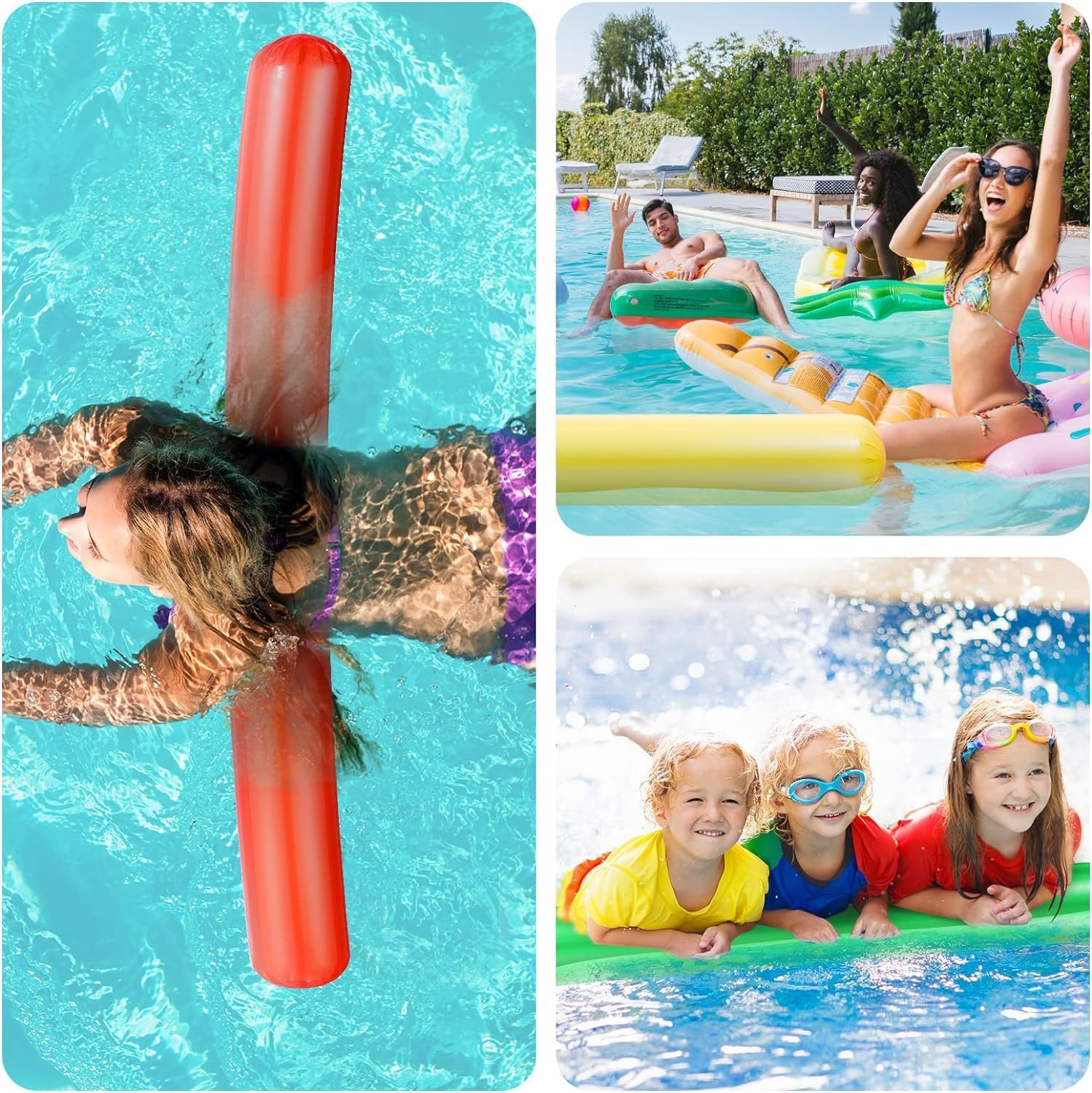 MUYAPAY 2 Pieces Inflatable Pool Float Tube, 105 cm Pool Noodles, Swimming Pool Noodle - Image 4