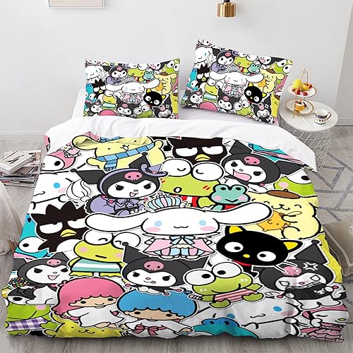 Miniatura 1 de BEINME Juego de funda de edredón de dibujos animados tamaño individual Kawaii para niños niñas mujeres juego de ropa de cama para adolescentes