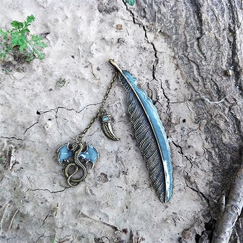 Miniatura 6 de Lindos marcadores de metal retro luminosos con colgante de dragón volador para profesores, libro de regalo, accesorio de papelería, brilla en la