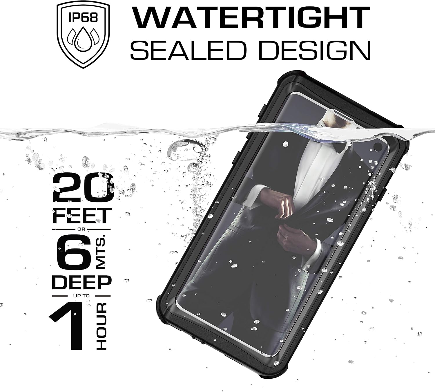 Ghostek Nautical Galaxy S10 Waterproof Case with Screen Protector Extreme Heavy Duty Protection Rugged Shockproof Full Body Underwater Watertight Seal Cover for 2019 Galaxy S10 (6.1 Inch) - (Black)