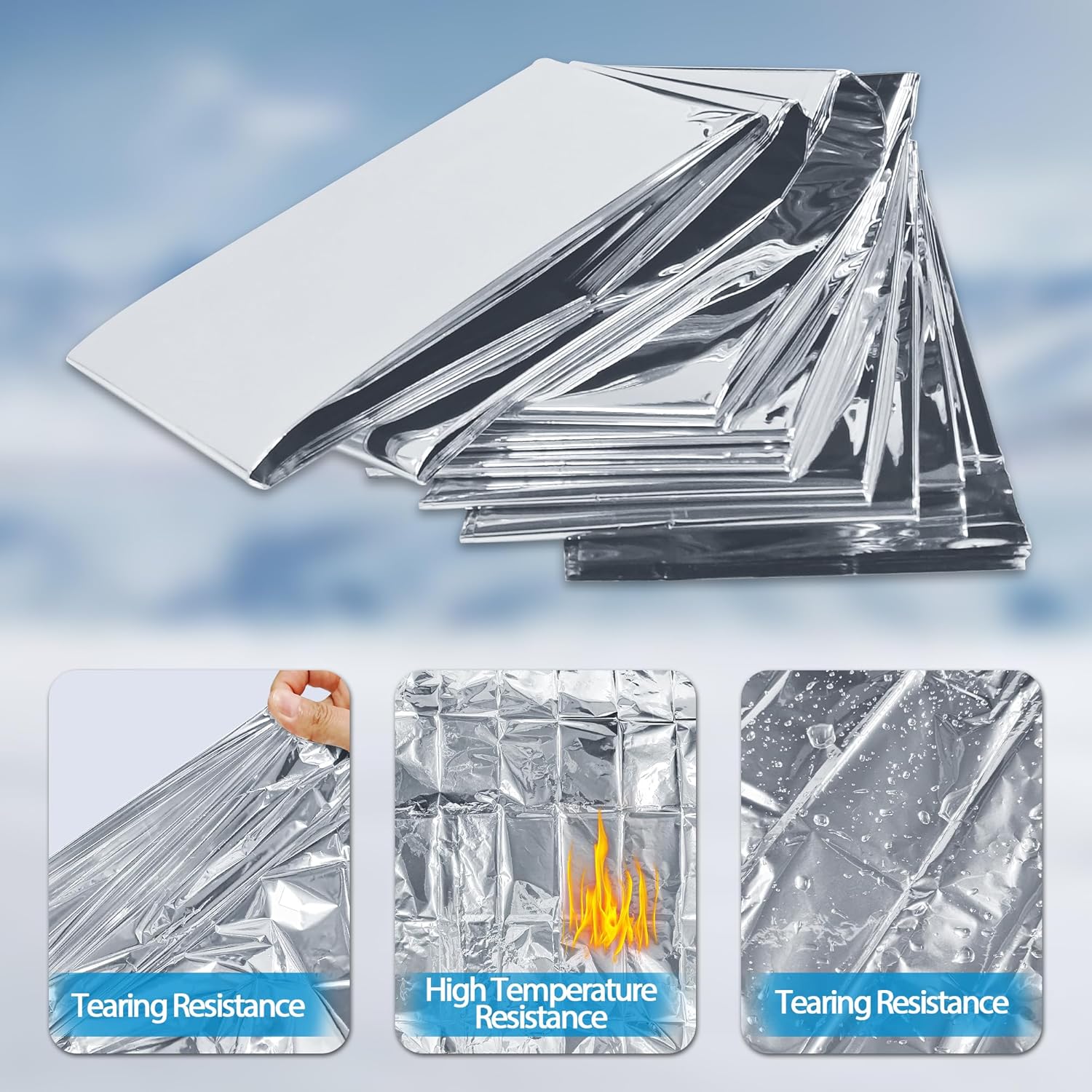 Emergency Mylar Thermal Blankets,Space Blanket Survival kit Camping Blanket, Perfect for Outdoors, Hiking, Survival, Bug Out Bag,Marathons or First Aid