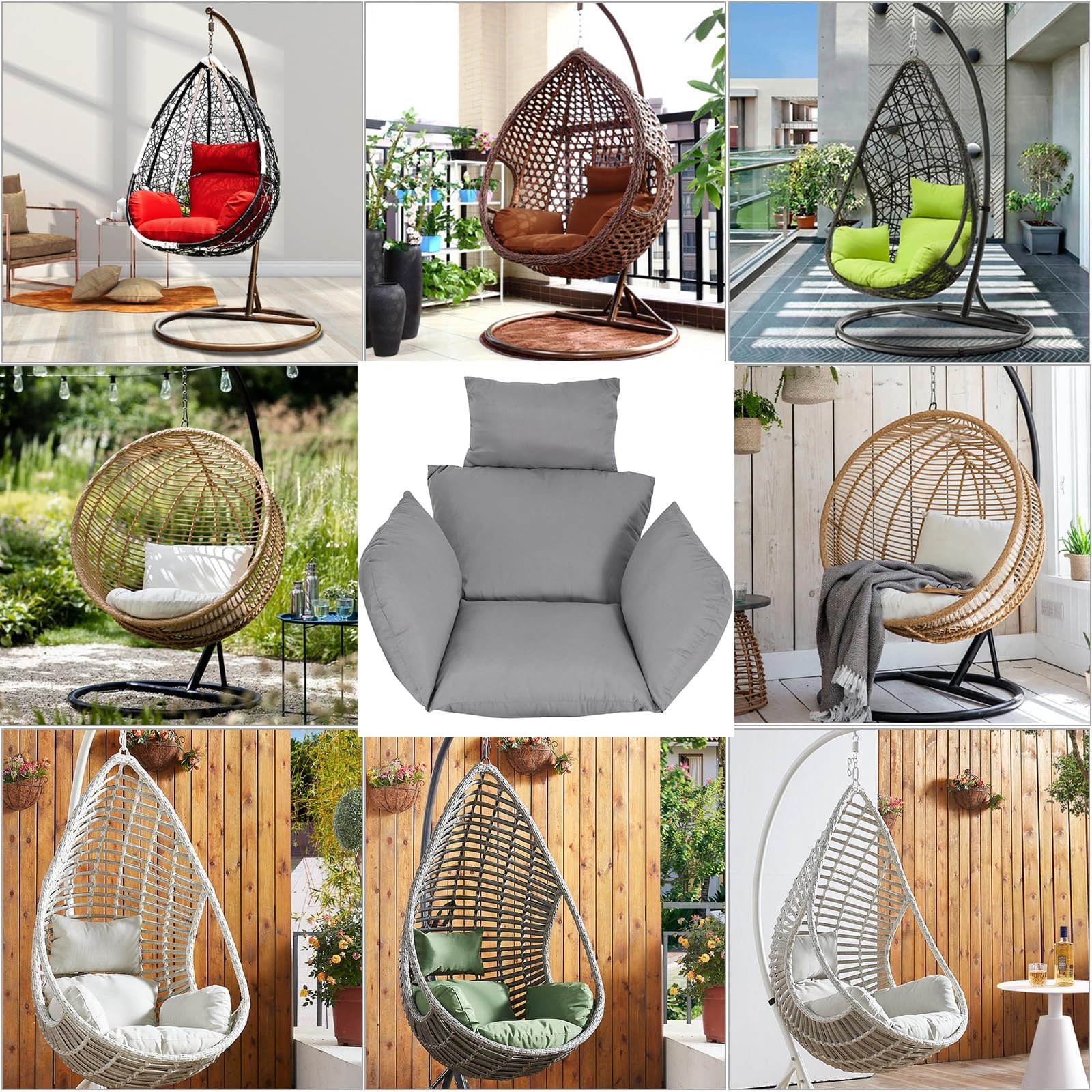 Cuscino di ricambio per sedia a uovo in rattan marrone, resistente alle intemperie, per dondolo da giardino e sedia a dondolo, comodo ed elegante, accessorio per sedute