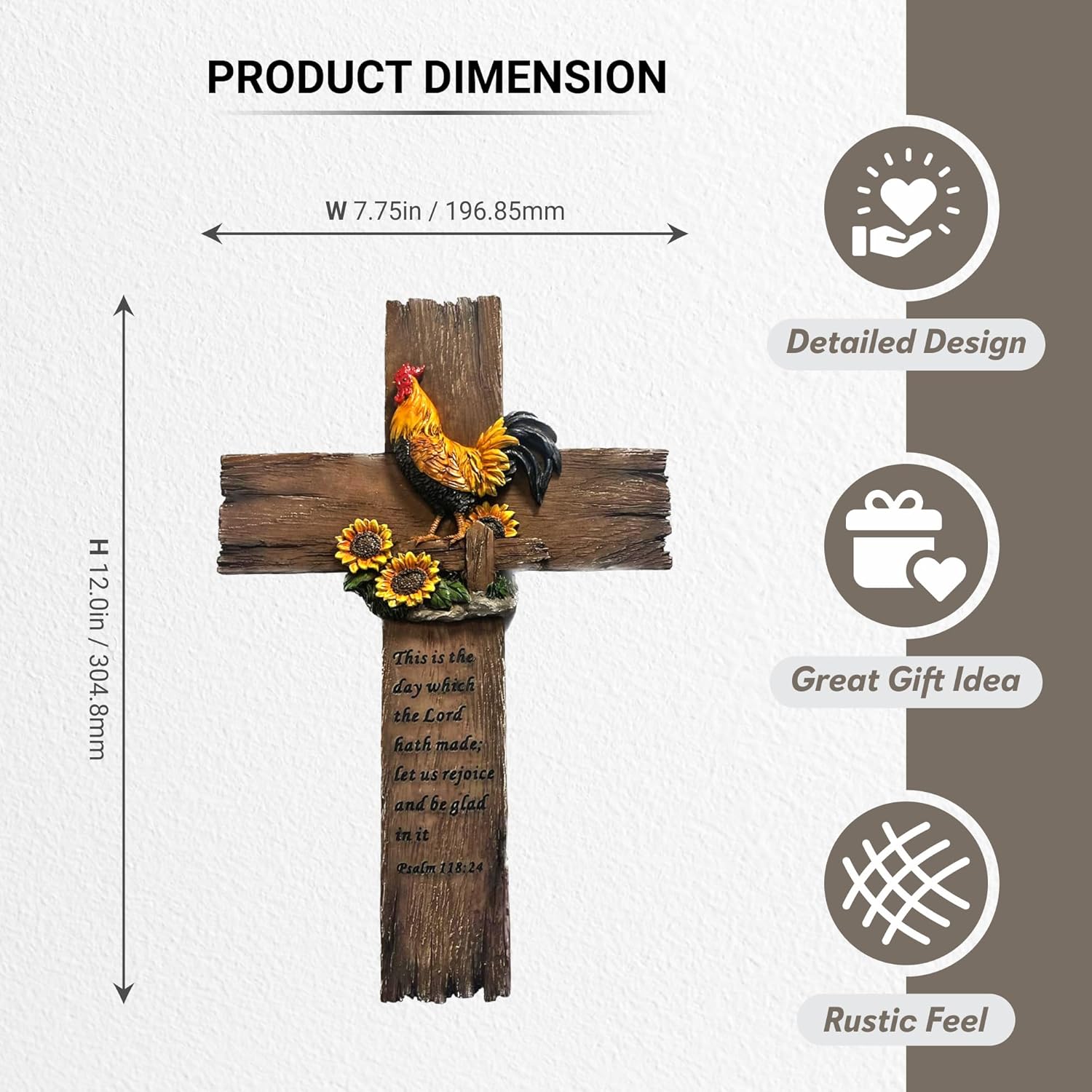 Pine Ridge Chicken Cross - Wall Hanging Cross, Hanging Home, Spiritual Decor For Wall, Wildlife Decorations For Home Cabin, Chicken Decor