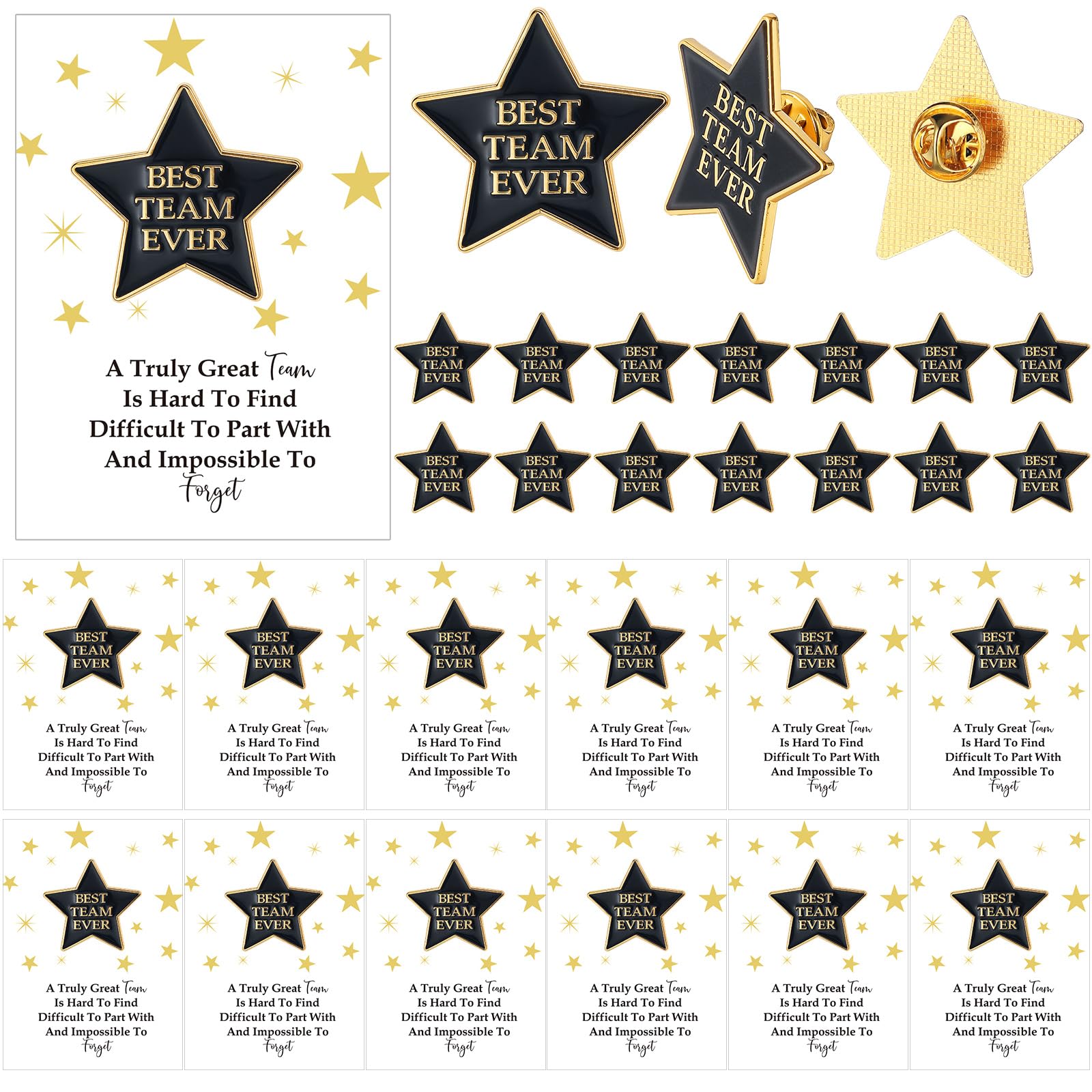 Photo 1 of 24 Set You Make a Difference Best Team Ever Employee Appreciation Gift Bulk Star Badge Lapel Pins Inspirational Greeting Card(Best Team Ever)