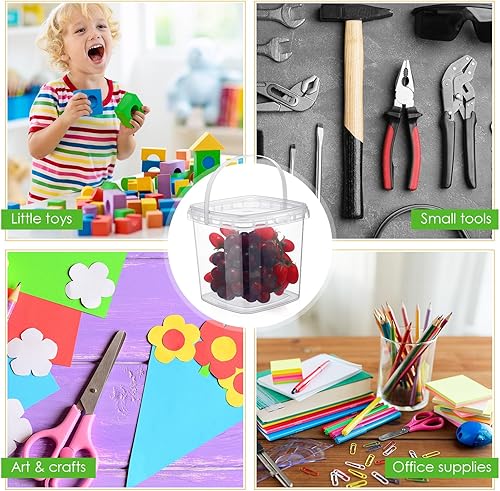 Miniatura 5 de Menkxi 15 recipientes de plástico de 68 onzas con tapas y asas, recipientes cuadrados transparentes para almacenamiento de alimentos, contenedores