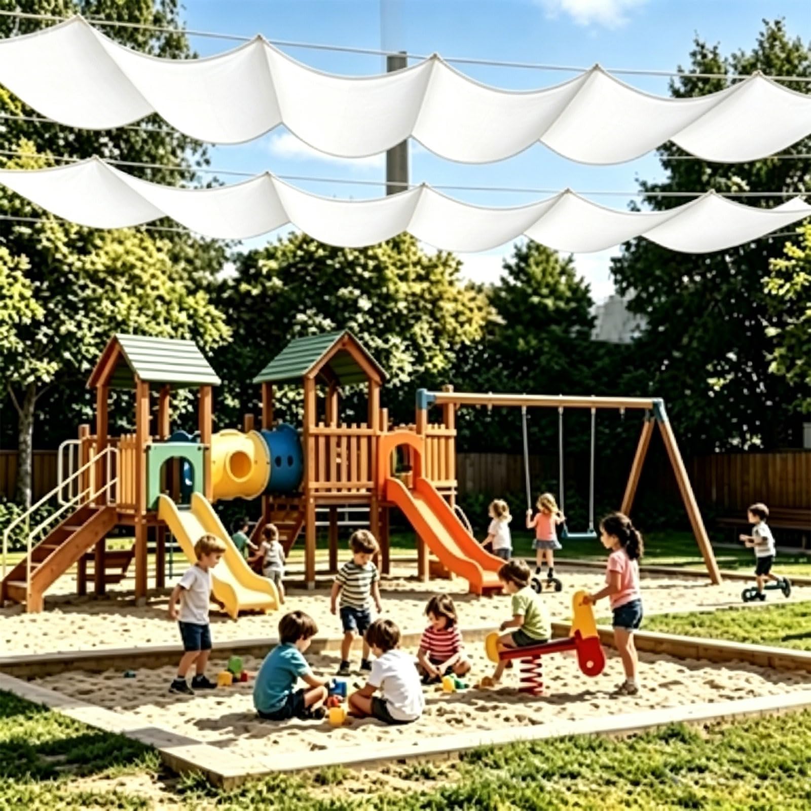 Ausziehbares Wellen-Sonnensegel 130 x 700 cm Wasserdicht UV Schutz Rechteckig Verstellbar Schattenabdeckung Welle mit Ösen Und Seil Nach Maß für Garten Terrasse Balkon, Weiß