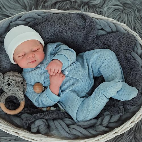 WOOROY Lifelike Reborn Baby Dolls- 18 Inch Silicone Realistic Baby Boy, Full Vinyl Body Sleeping Dolls, Poseable Real Life Newborn Realborn Birthday Gift Toy with Doll Accessories for Kids 3+