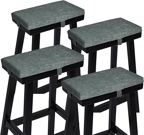 Miniatura 8 de baibu Cojín rectangular para taburete de banco antideslizante, cojín de asiento de taburete de bar con funda lavable a máquina, solo un cojín (gris