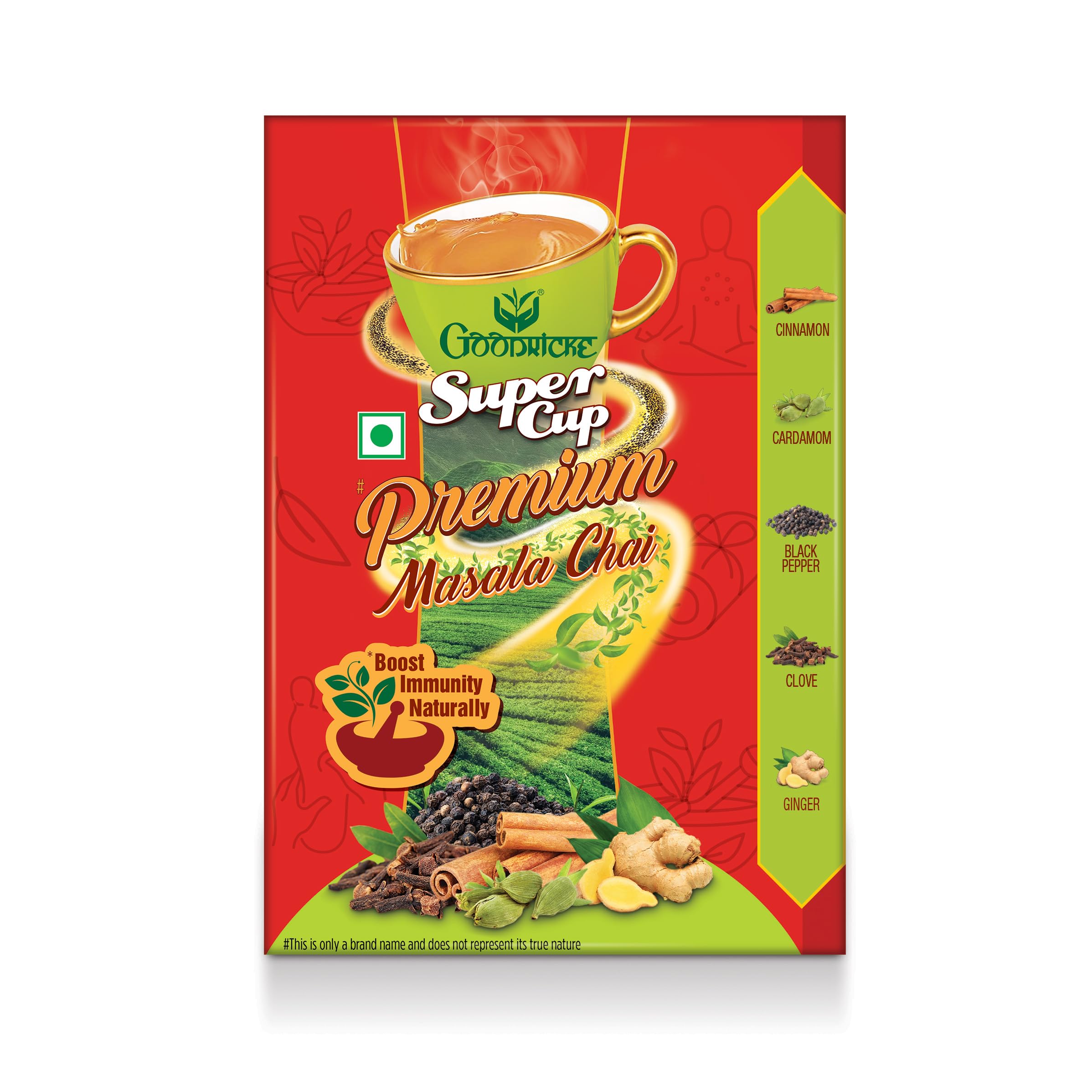 Supercup Premium Masala Chai - 250 gm | 100% Natural Spices-Ginger,Clove,Black Pepper,Cinnamon&Cardamom Immunity Booster Assam Tea Masala Chai Chai Patti Chai Masala Tea Granules