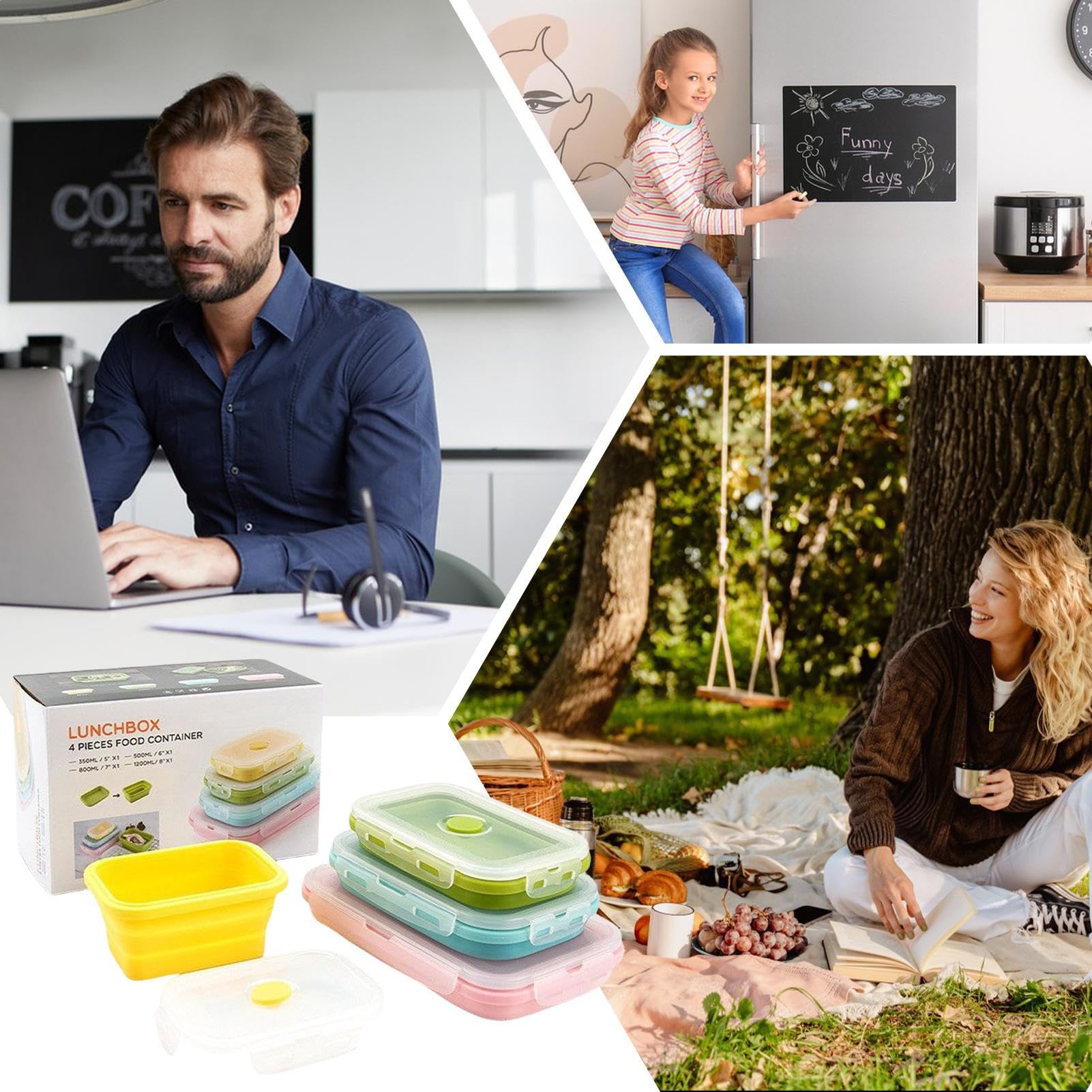 Envases De Silicón Para Alimentos 4 Piezas De Recipientes De Silicón Con
