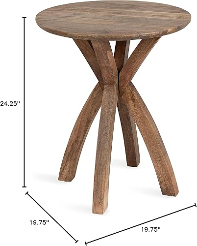 Miniatura 18 de Kate and Laurel Soleyn Mid-Century - Mesa auxiliar de madera y mármol auténtico, 20 x 20 x 24 pulgadas, mármol blanco y madera natural, mesa redonda