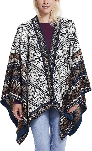 100% Alpaca Wool Knitted Cape Navajo 