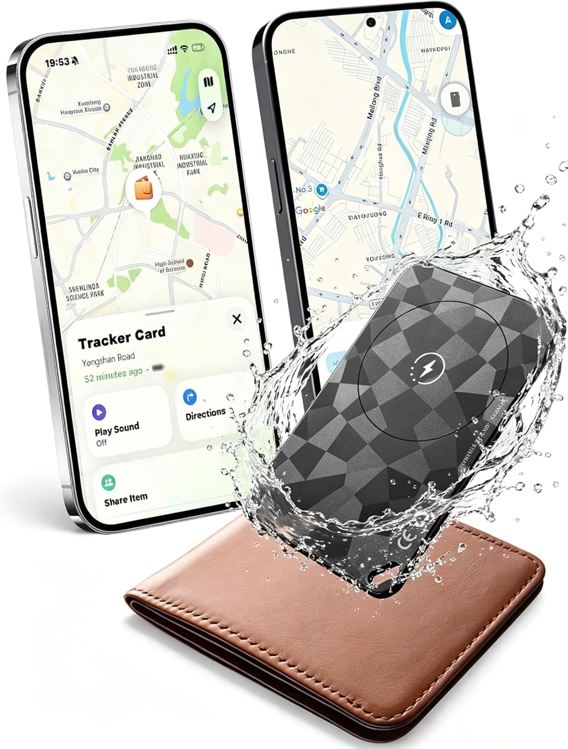 Wallet Tracker Card (iOS and Android) - 0.06in Slim Tracking Card, IP68 Waterproof Bluetooth Smart Card, Work with Apple Find My & Google Find Hub, Item Finder for Luggage, Passports, Purse, Backpack