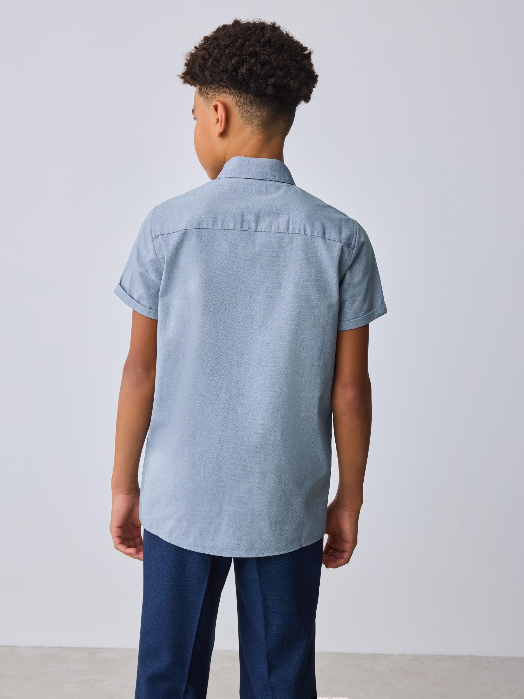 Niños Camisa de Manga Corta con Pajarita en Azul