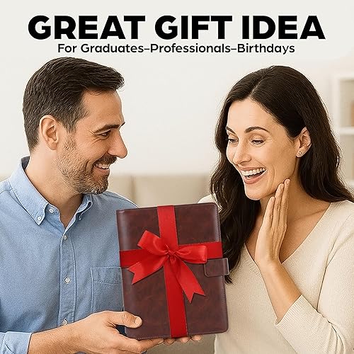 Miniatura 16 de Trailblaze Funda de cuero para cuaderno compatible con Rocketbook Cuaderno de lujo de cuero para hombres y mujeres Organizador de cartera