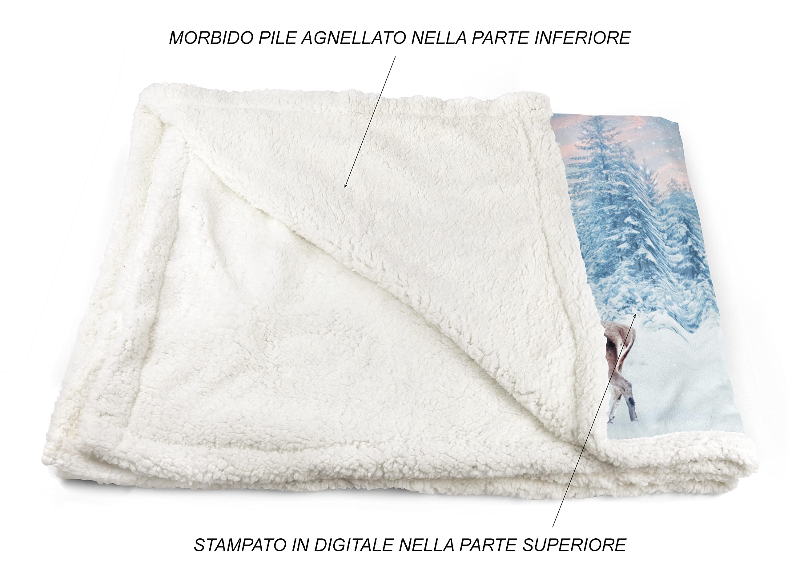 Tex family Plaid Coperta in Pile Sherpa Fantasy HD Coppia di cervi