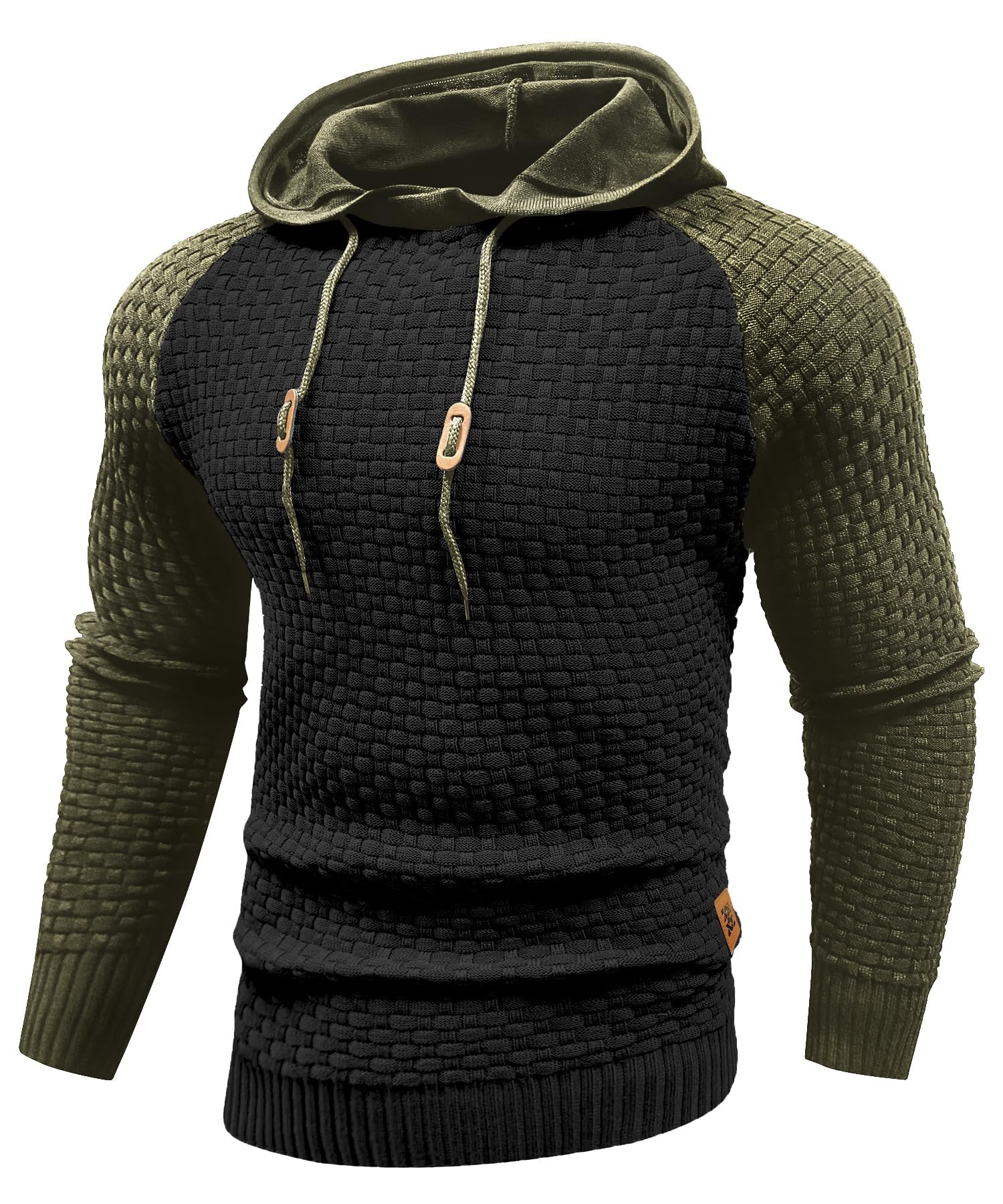 Zaitun Mens Hooded Sweatshirt Long Sleeve Knitted Pullover Sweater