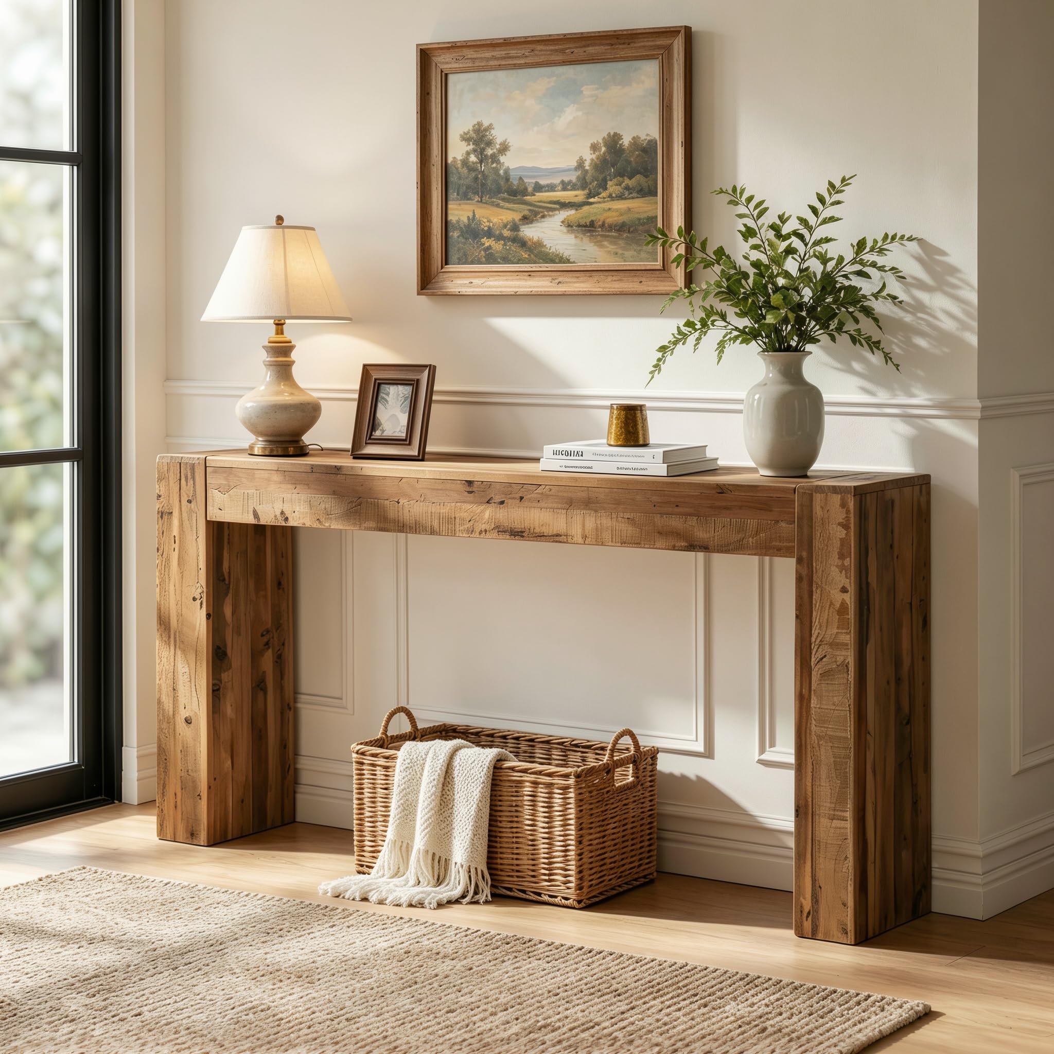 WINWY Reclaimed Solid Wood Console Table