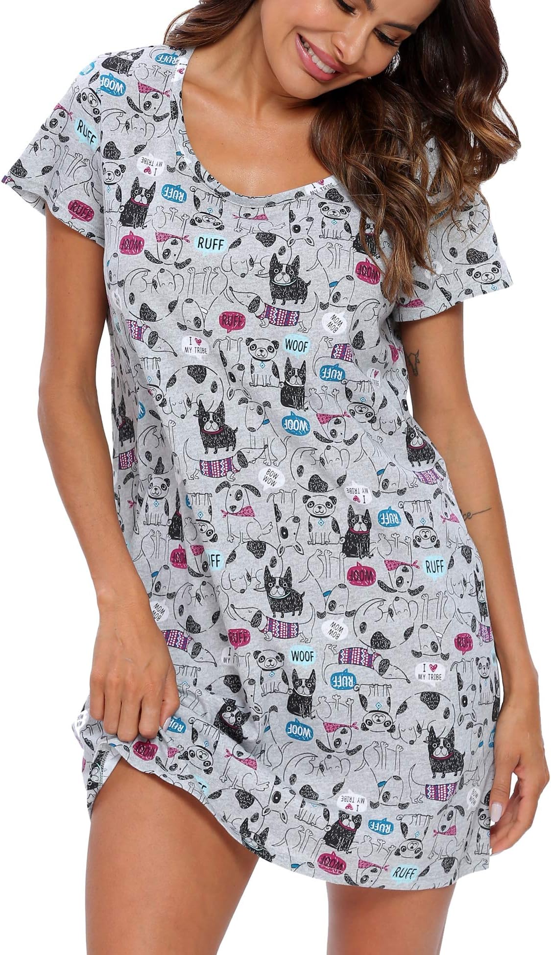 ENJOYNIGHTWomen's Cotton Sleeveless Nightgown Chemise Sleep Dress