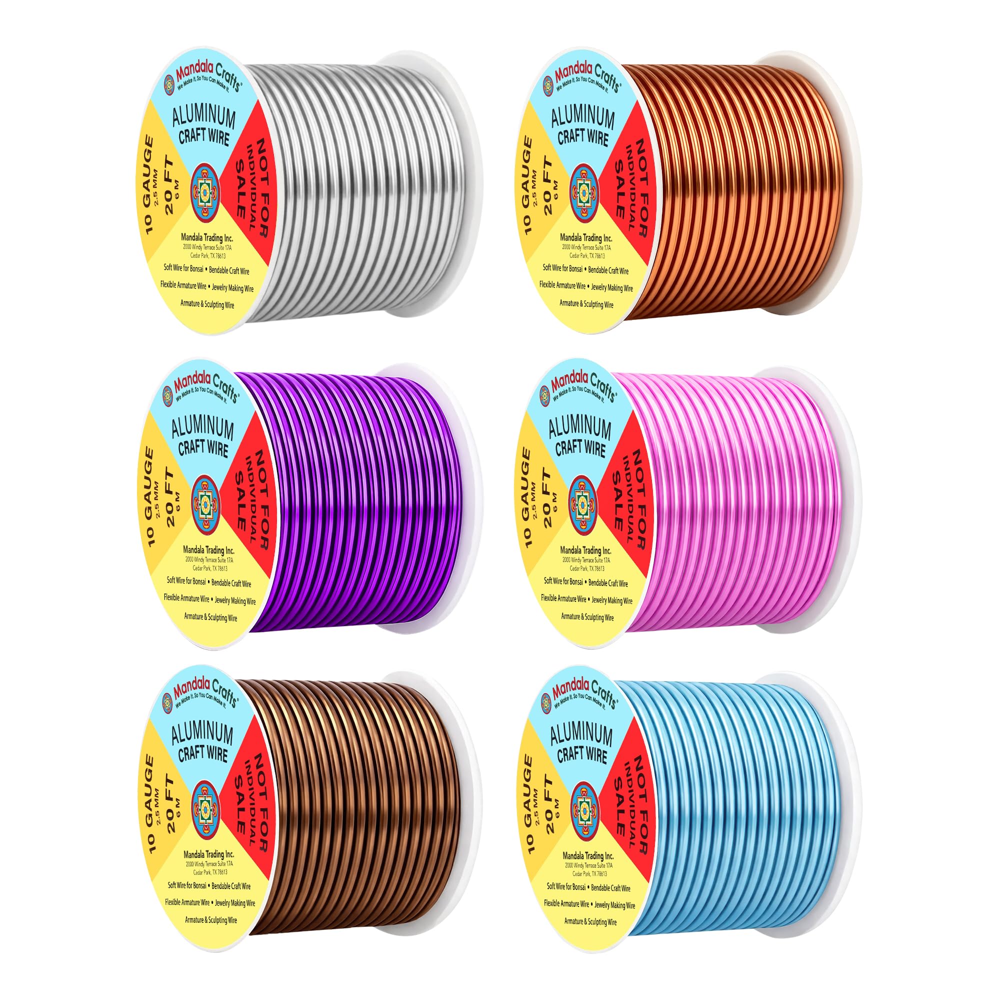 Mandala Crafts 10 GA Blue Pink Brown Assorted Anodized Aluminum Craft Wire