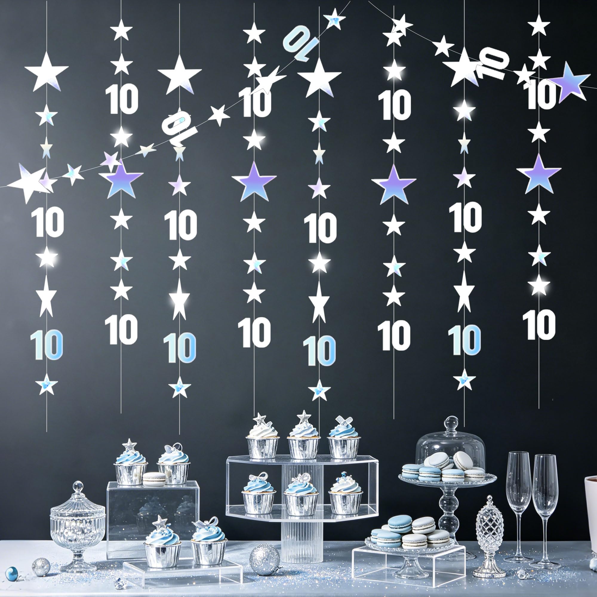 Iridescent 10th Birthday Decorations Double Digits Birthday 10 Years Old 10th Birthday Girl Banner