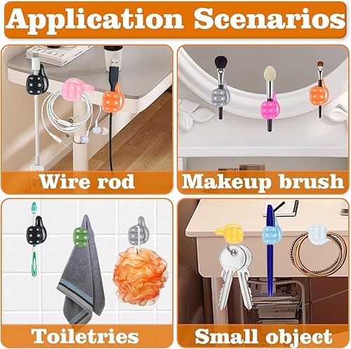 Miniatura 7 de 36 soportes para lápices para niños de escritorio, clips de cable autoadhesivos, ganchos de silicona para exteriores, para cables, pared, llaves
