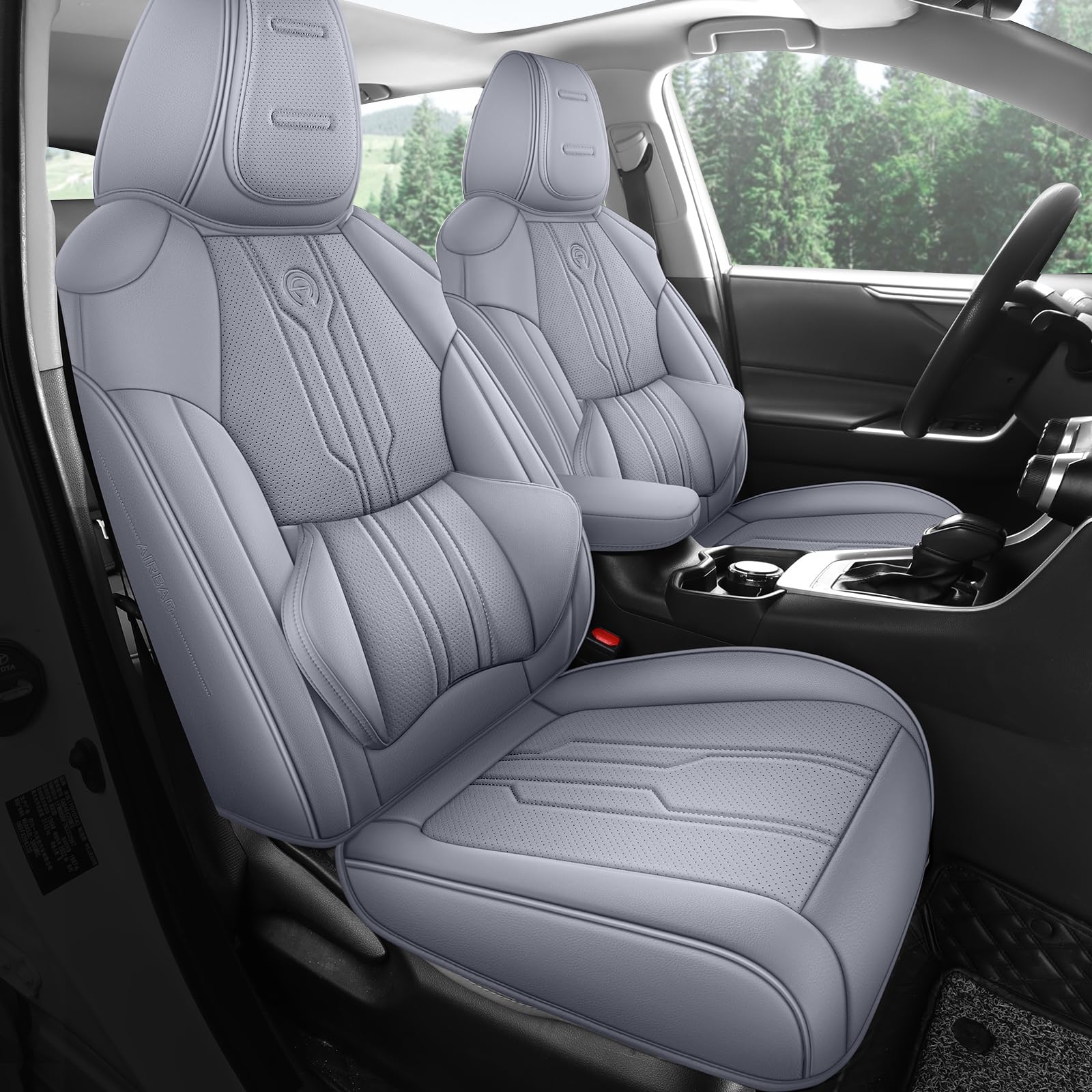 AOOG RAV4 Seat Covers Custom Fit for Toyota RAV4 (for Hybrid) 2019-2025 LE/XLE/XLE Premium/Limited,Luxury Faux-Leather SUV Seat Cover with Center Console Covers(Full Set,Grey)