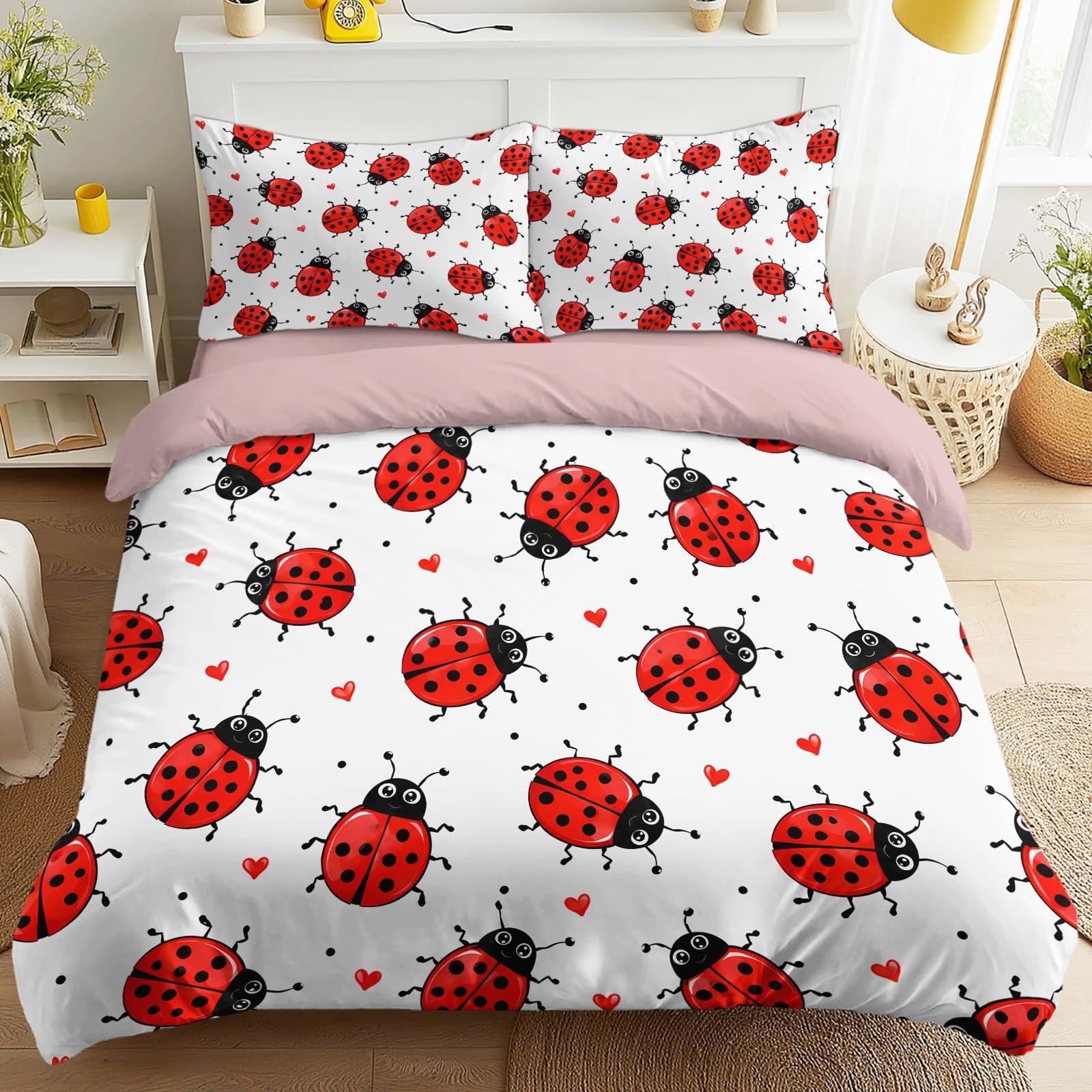 Housse de couette 240x220 cm avec drap et taies d'oreiller pour parure de lit 2 personnes