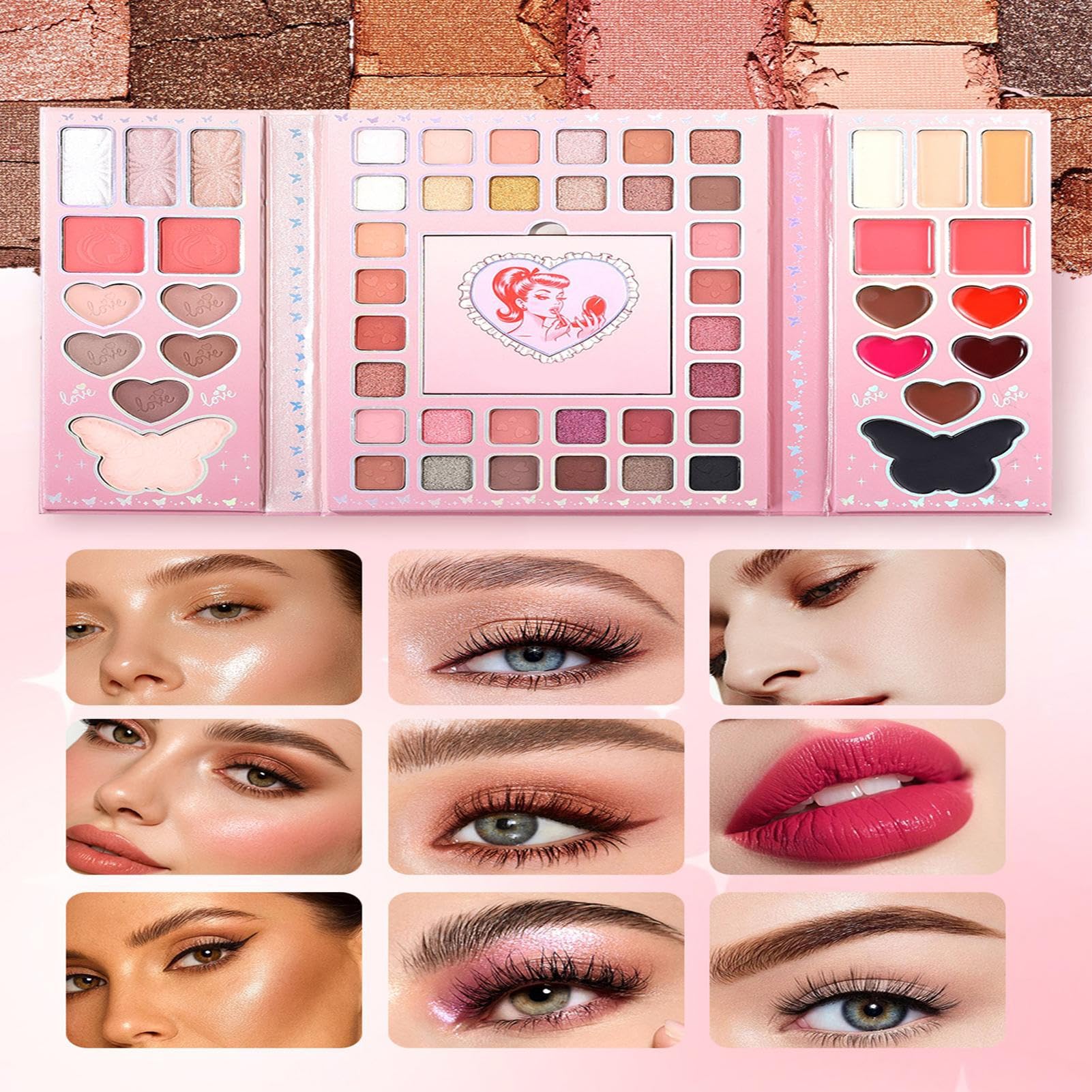 Trucco,32 Colori Cosmesi a Tenuta Prolungata - Ombretti in Tonalità Nude,Per Trucco Giornaliero Serata e Viaggi Per Donne Ragazze e Principianti