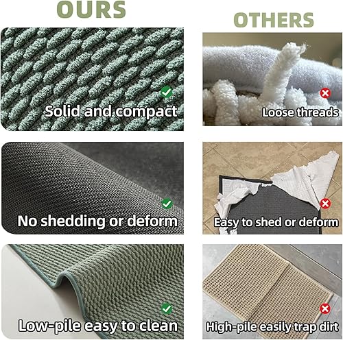 Miniatura 6 de Alfombra de inodoro en forma de U, delgada, lavable, antideslizante, absorbente, de secado rápido, tapete de pelo bajo, color verde salvia, 20 x 24