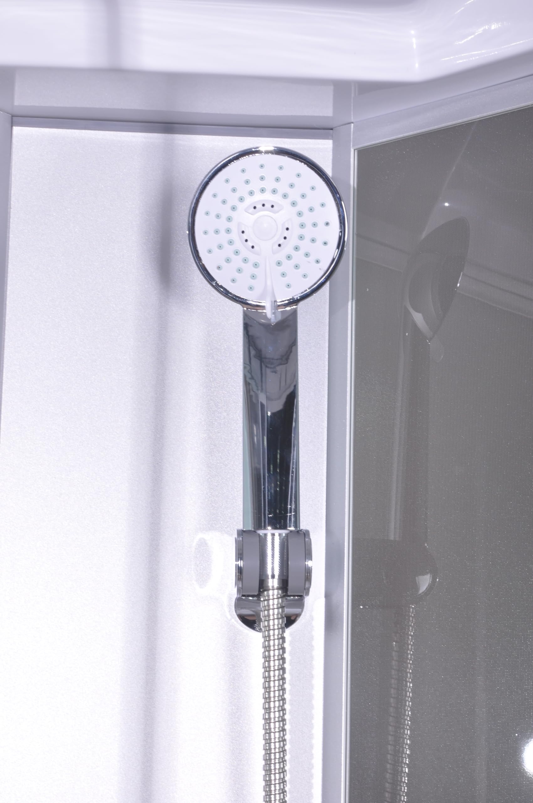 Cabina de ducha completa Punto blanco 90 x 90 x 215 cm – con cabezal y alcachofa de mano, chorros de masaje, cristal de seguridad, ducha completa