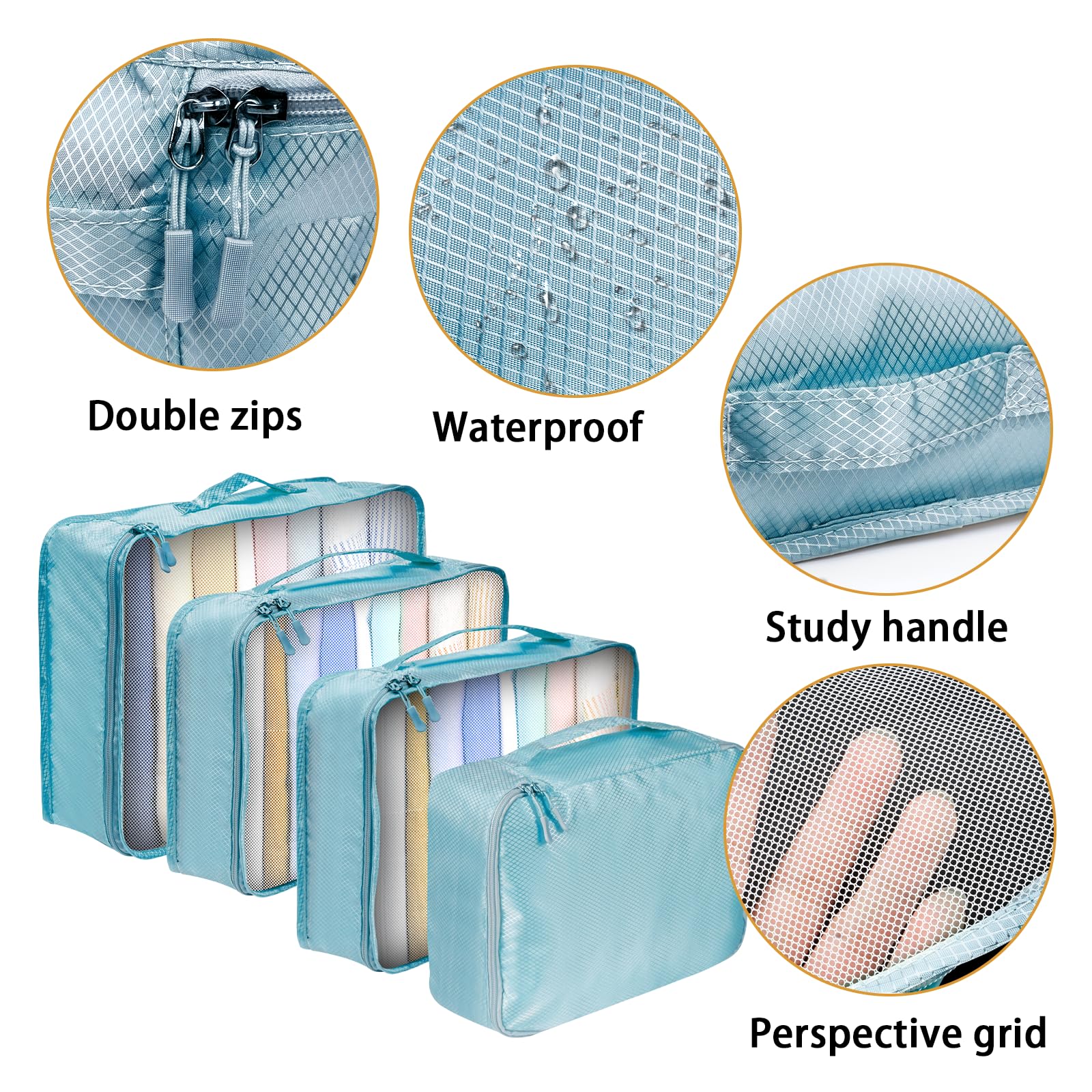 Cubi Da Imballaggio Per Viaggio 4 Pezzi – Set Organizzatori Valigia Con Beauty Case Appendibile | Bagagli A Mano - 2