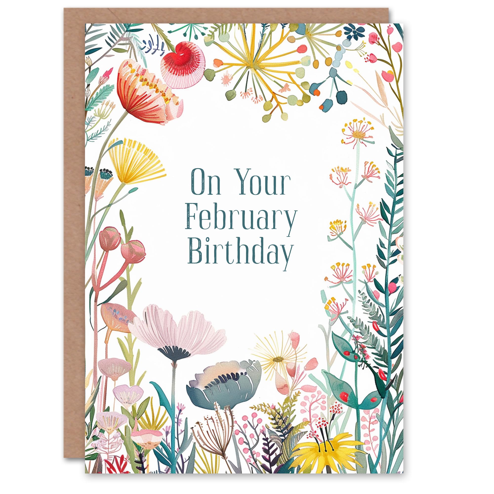 Artery8 - Greeting Card - February Birthday - Floral Flowers