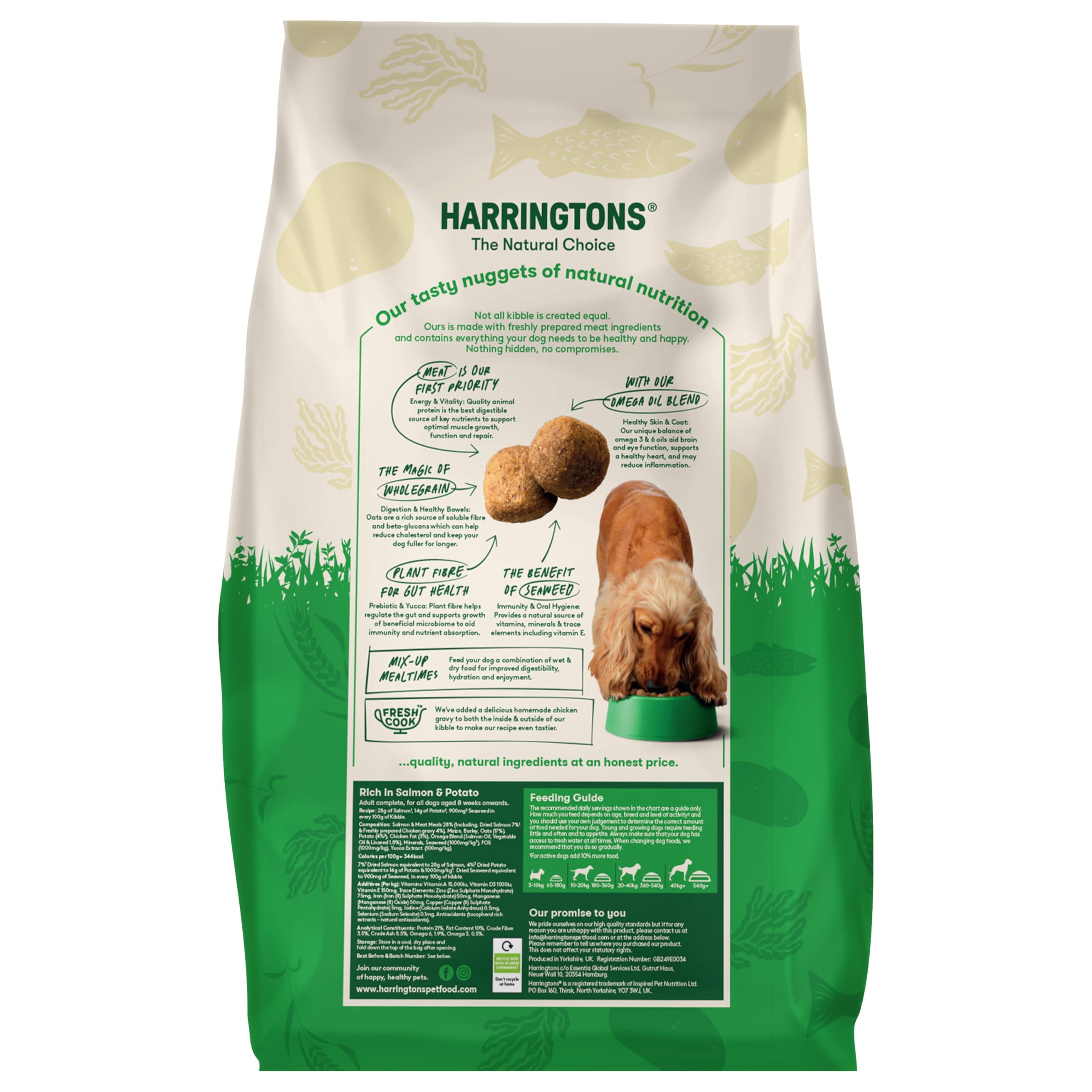 Harrington Complete - Comida para perros, Rico en salmón y papa, 12 kg