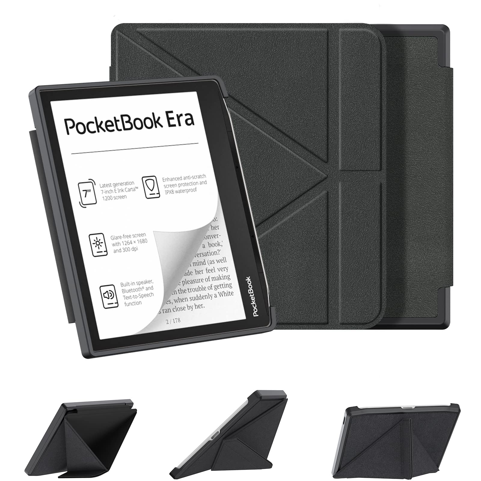 DONGZHU Case for New Pocketbook Era (2022 Release, Model PB700) Adjustable Protective Cover with Auto Wake/Sleep for Pocketbook Era 7 Inch eReader (Black)