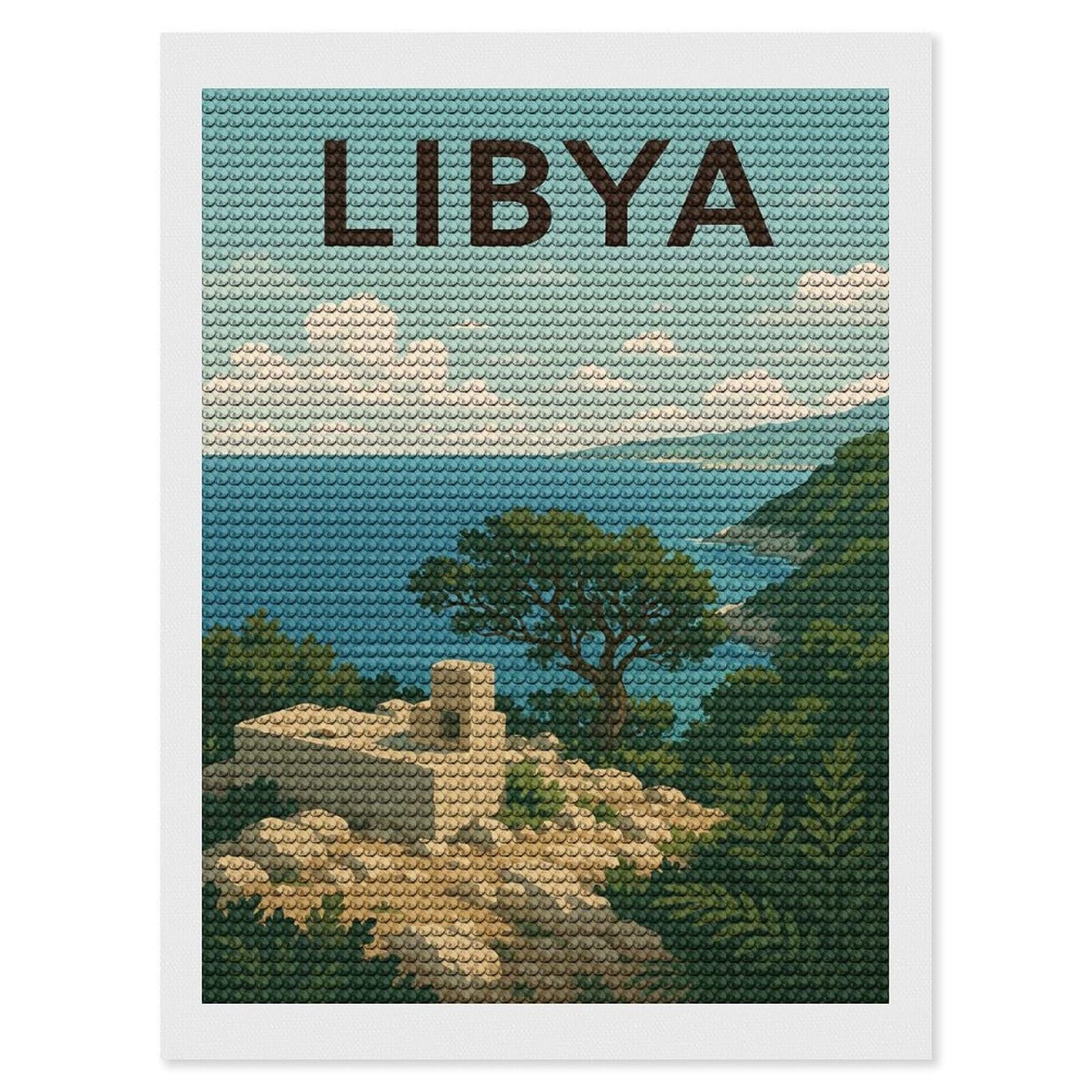 Junmoney Libya Travel Round Drill Diamond Painting 12"x16", Handmade Wall Decor, Modern Decor, Aesthetic Room Decor, Easy Craft Set