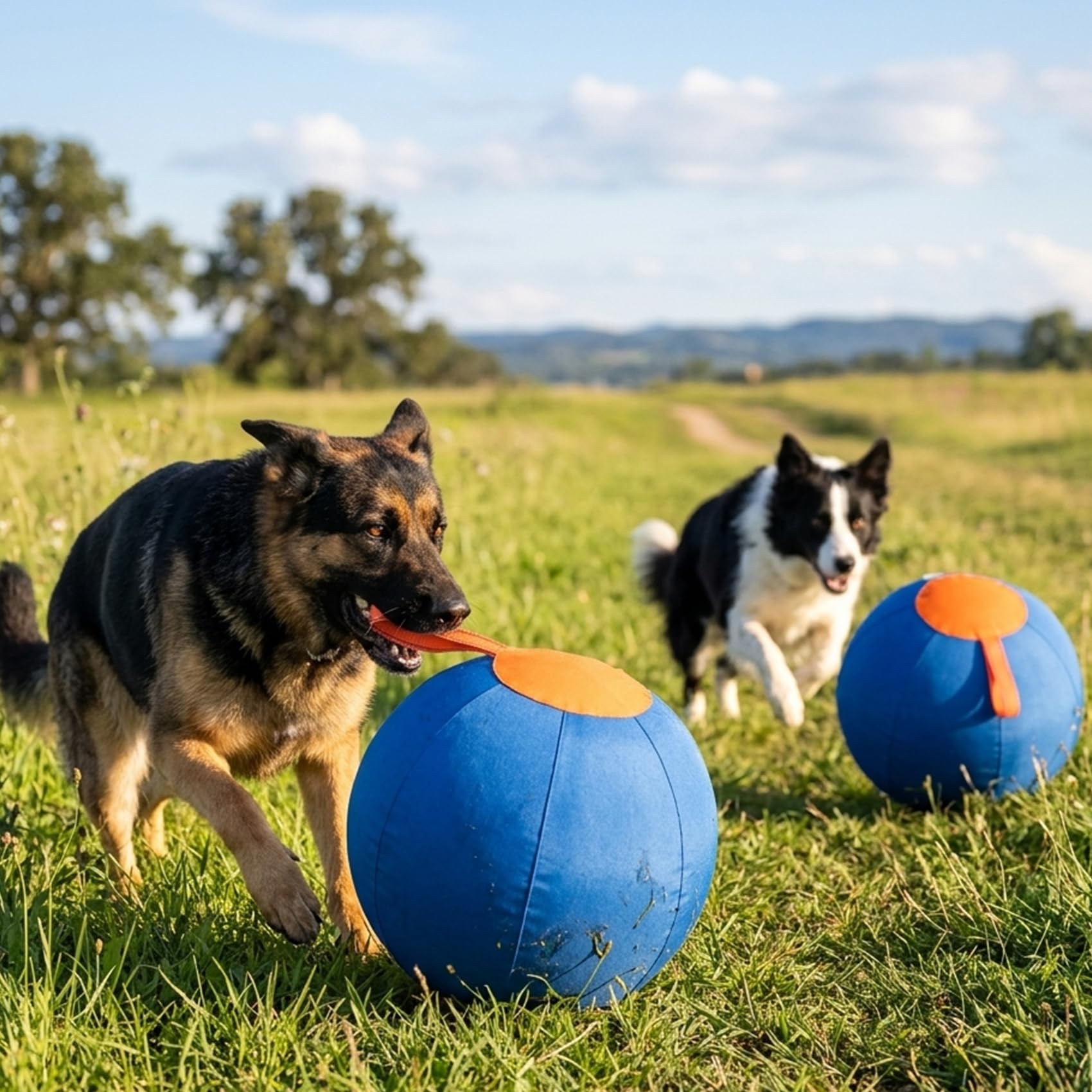 Navea Giant Ball - Heavy Duty Inflatable Dog Toy Ball for Large Breeds, Interactive Exercise Enrichment & Mental Stimulation, Durable Anti-Burst Play Ball with Washable Cover (9.85in+25.5in)